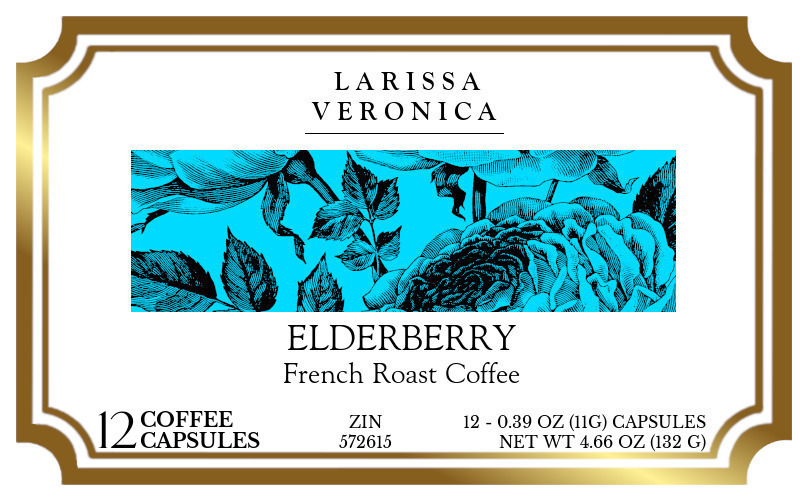 Elderberry French Roast Coffee <BR>(Single Serve K-Cup Pods) - Label