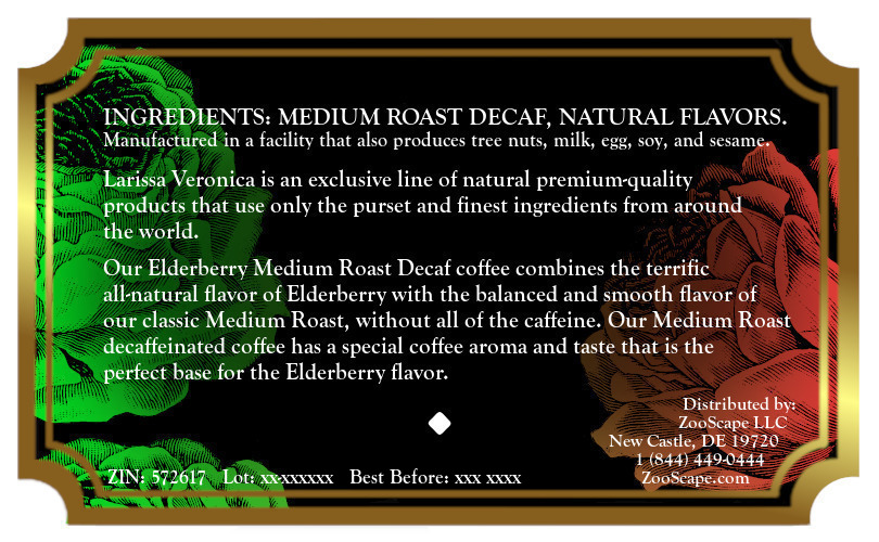 Elderberry Medium Roast Decaf Coffee <BR>(Single Serve K-Cup Pods)