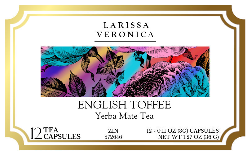 English Toffee Yerba Mate Tea <BR>(Single Serve K-Cup Pods) - Label