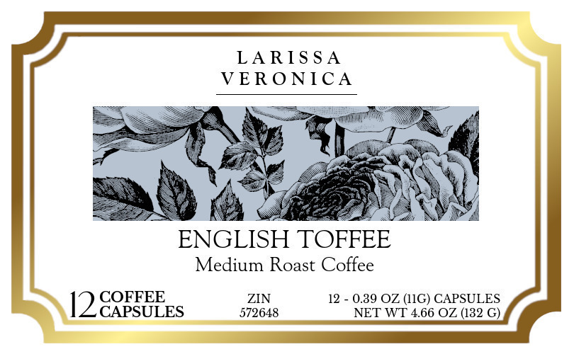 English Toffee Medium Roast Coffee <BR>(Single Serve K-Cup Pods) - Label
