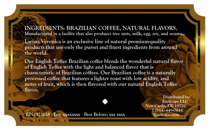 English Toffee Brazilian Coffee <BR>(Single Serve K-Cup Pods)