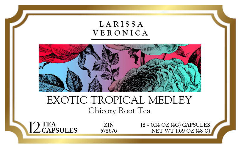 Exotic Tropical Medley Chicory Root Tea <BR>(Single Serve K-Cup Pods) - Label