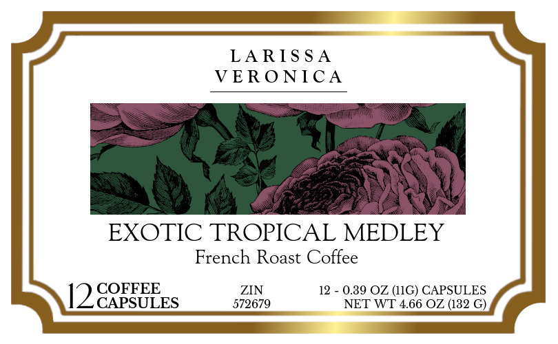 Exotic Tropical Medley French Roast Coffee <BR>(Single Serve K-Cup Pods) - Label
