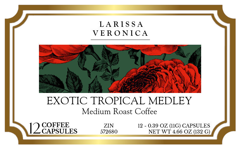 Exotic Tropical Medley Medium Roast Coffee <BR>(Single Serve K-Cup Pods) - Label