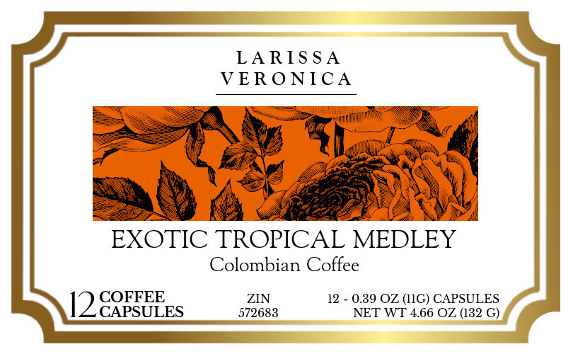 Exotic Tropical Medley Colombian Coffee <BR>(Single Serve K-Cup Pods) - Label