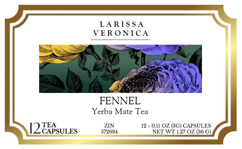 Fennel Yerba Mate Tea <BR>(Single Serve K-Cup Pods) - Label