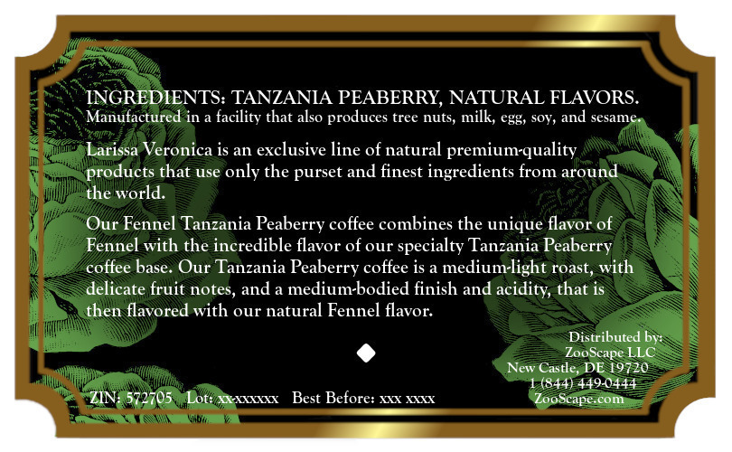 Fennel Tanzania Peaberry Coffee <BR>(Single Serve K-Cup Pods)