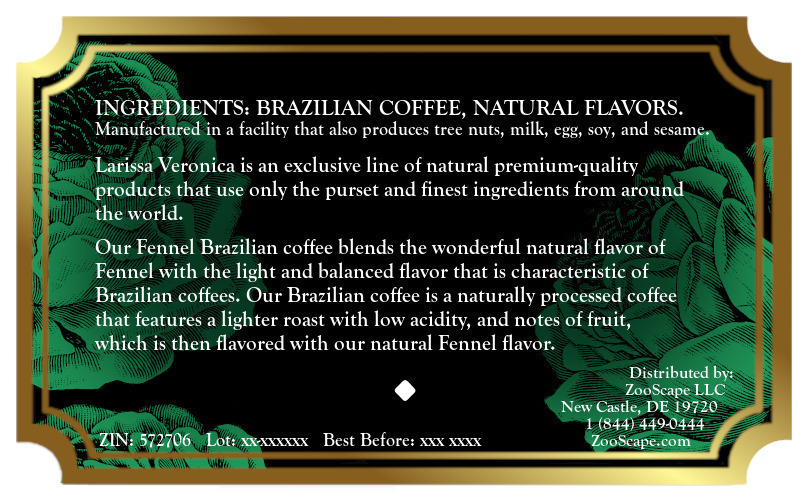 Fennel Brazilian Coffee <BR>(Single Serve K-Cup Pods)