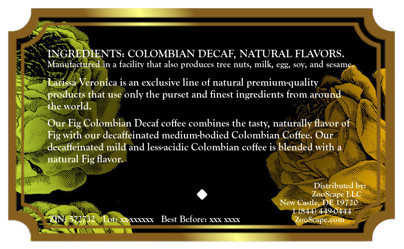 Fig Colombian Decaf Coffee <BR>(Single Serve K-Cup Pods)