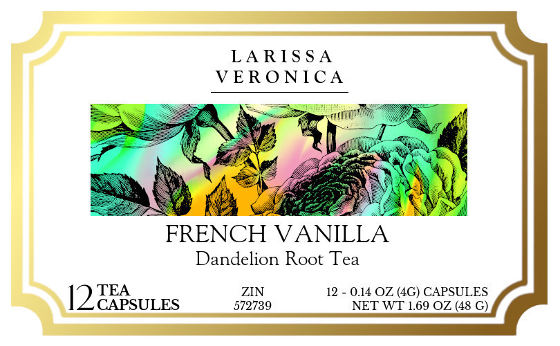 French Vanilla Dandelion Root Tea <BR>(Single Serve K-Cup Pods) - Label