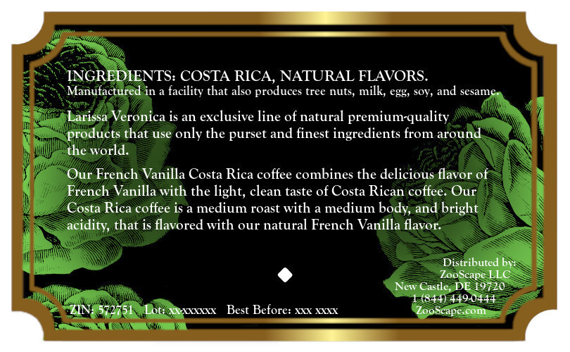 French Vanilla Costa Rica Coffee <BR>(Single Serve K-Cup Pods)
