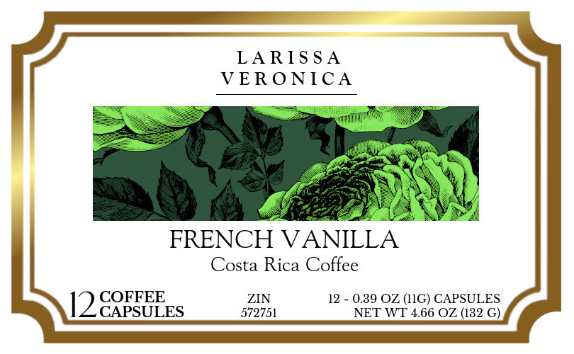 French Vanilla Costa Rica Coffee <BR>(Single Serve K-Cup Pods) - Label