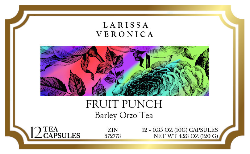 Fruit Punch Barley Orzo Tea <BR>(Single Serve K-Cup Pods) - Label
