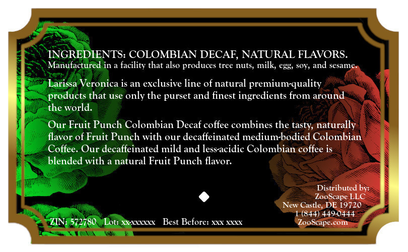Fruit Punch Colombian Decaf Coffee <BR>(Single Serve K-Cup Pods)