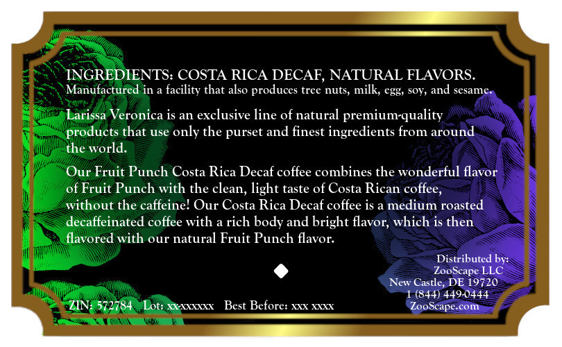 Fruit Punch Costa Rica Decaf Coffee <BR>(Single Serve K-Cup Pods)