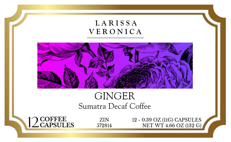 Ginger Sumatra Decaf Coffee <BR>(Single Serve K-Cup Pods) - Label