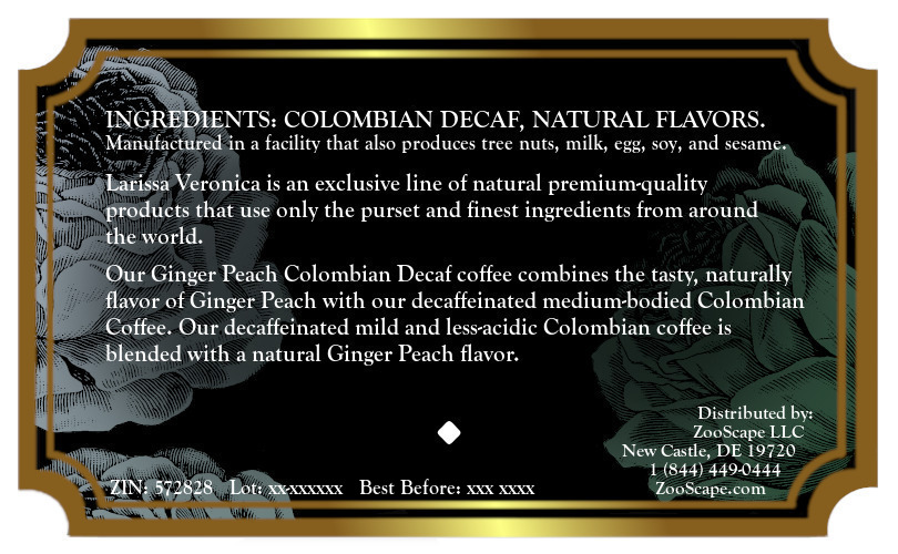 Ginger Peach Colombian Decaf Coffee <BR>(Single Serve K-Cup Pods)
