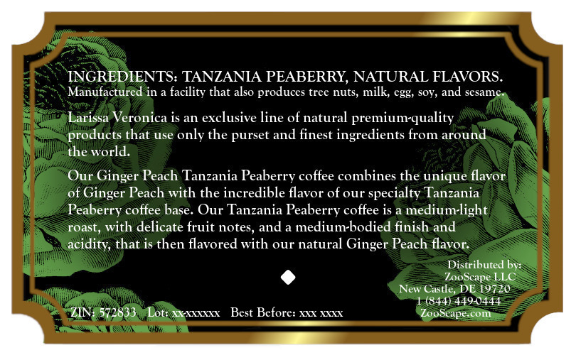 Ginger Peach Tanzania Peaberry Coffee <BR>(Single Serve K-Cup Pods)