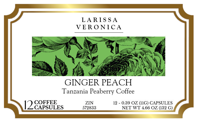 Ginger Peach Tanzania Peaberry Coffee <BR>(Single Serve K-Cup Pods) - Label