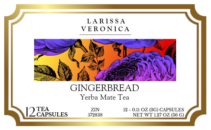 Gingerbread Yerba Mate Tea <BR>(Single Serve K-Cup Pods) - Label