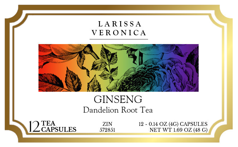 Ginseng Dandelion Root Tea <BR>(Single Serve K-Cup Pods) - Label