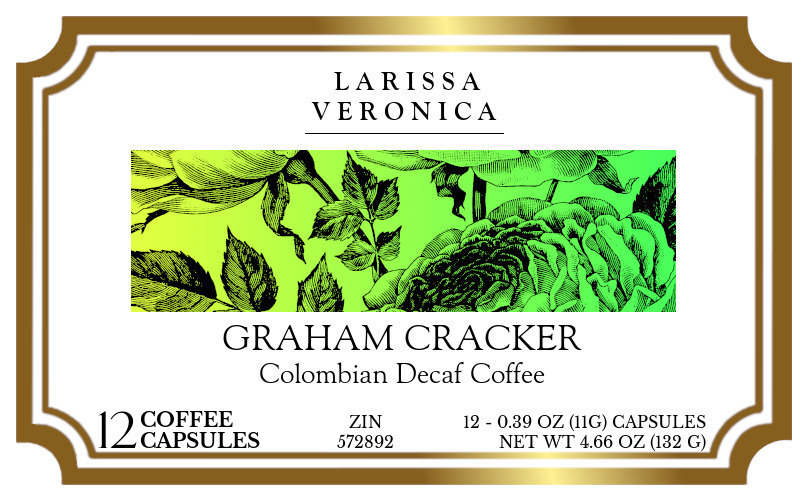 Graham Cracker Colombian Decaf Coffee <BR>(Single Serve K-Cup Pods) - Label