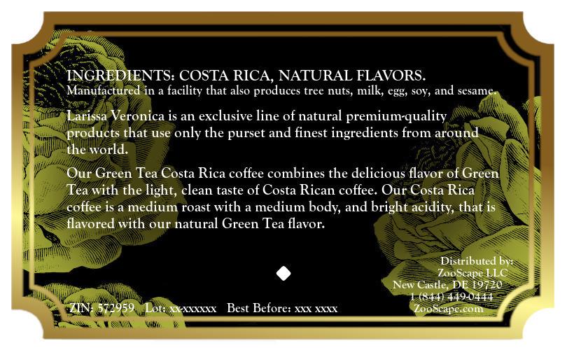Green Tea Costa Rica Coffee <BR>(Single Serve K-Cup Pods)