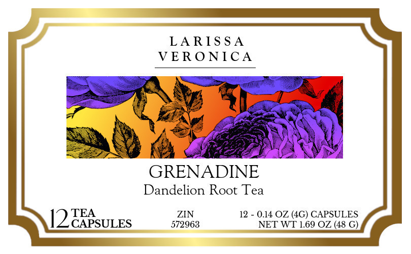Grenadine Dandelion Root Tea <BR>(Single Serve K-Cup Pods) - Label
