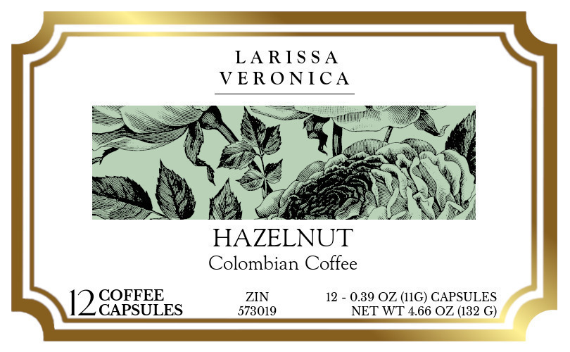 Hazelnut Colombian Coffee <BR>(Single Serve K-Cup Pods) - Label
