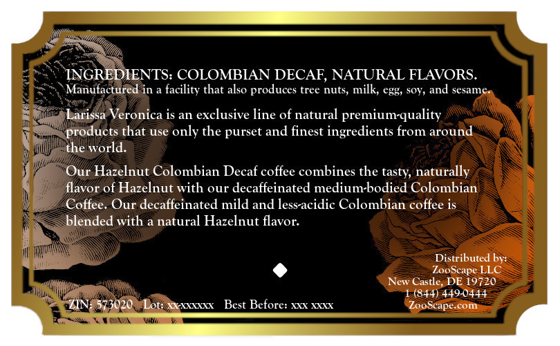Hazelnut Colombian Decaf Coffee <BR>(Single Serve K-Cup Pods)