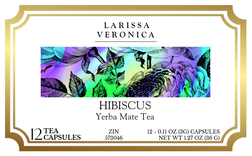 Hibiscus Yerba Mate Tea <BR>(Single Serve K-Cup Pods) - Label
