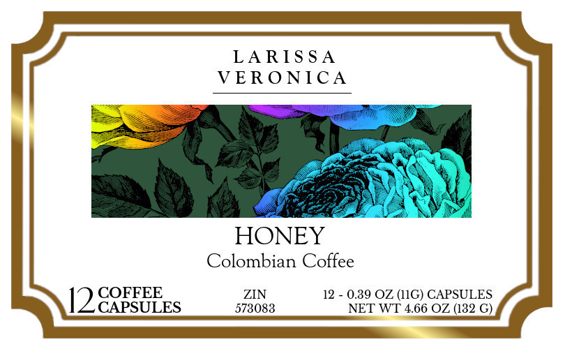 Honey Colombian Coffee <BR>(Single Serve K-Cup Pods) - Label