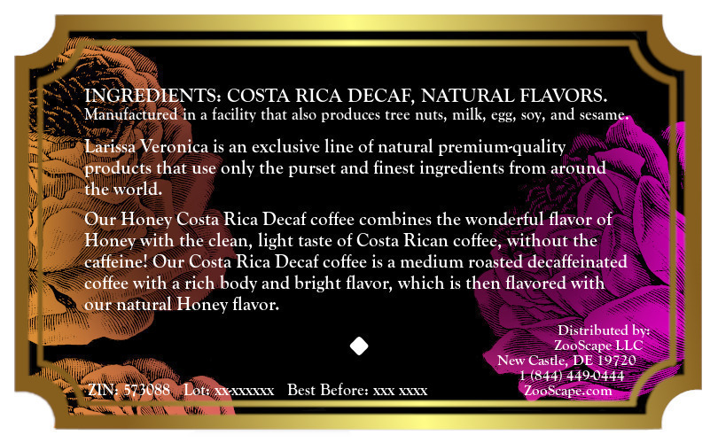 Honey Costa Rica Decaf Coffee <BR>(Single Serve K-Cup Pods)