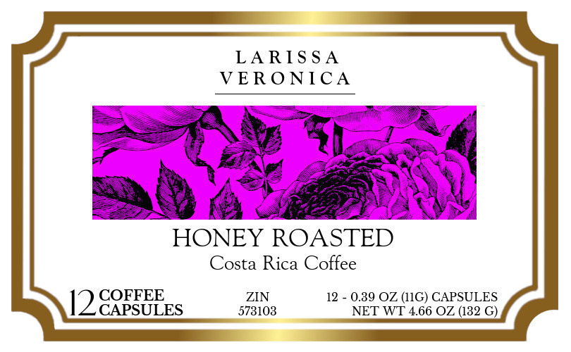 Honey Roasted Costa Rica Coffee <BR>(Single Serve K-Cup Pods) - Label