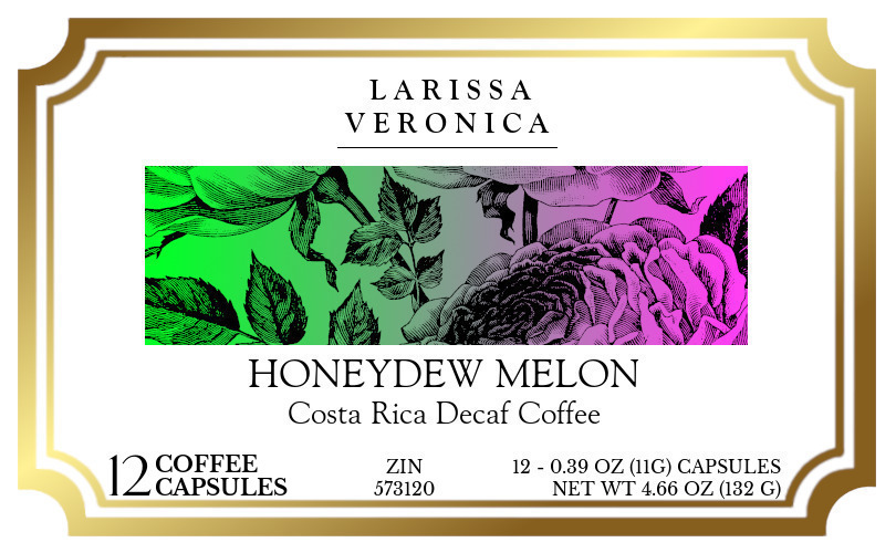 Honeydew Melon Costa Rica Decaf Coffee <BR>(Single Serve K-Cup Pods) - Label