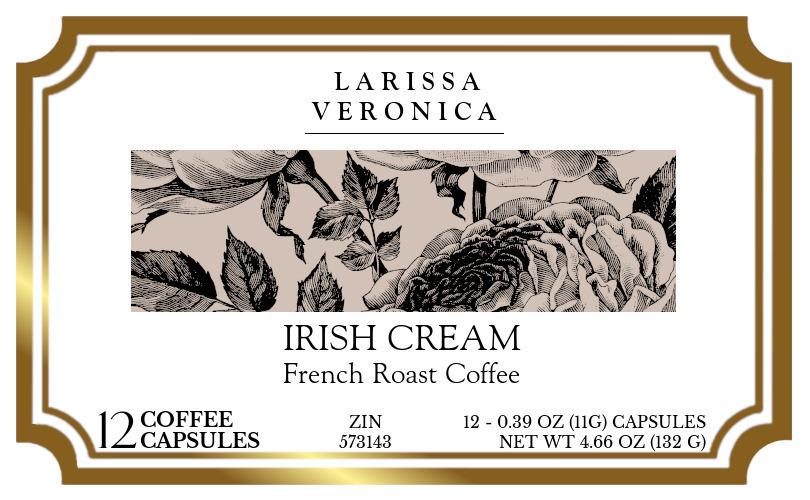 Irish Cream French Roast Coffee <BR>(Single Serve K-Cup Pods) - Label