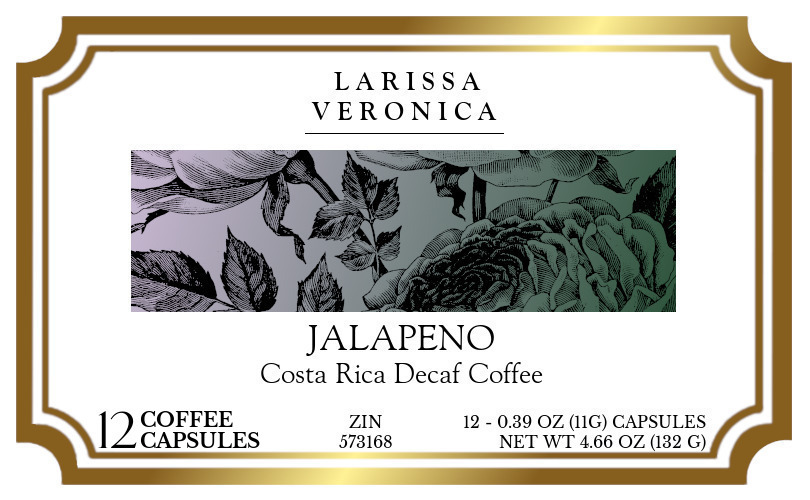 Jalapeno Costa Rica Decaf Coffee <BR>(Single Serve K-Cup Pods) - Label