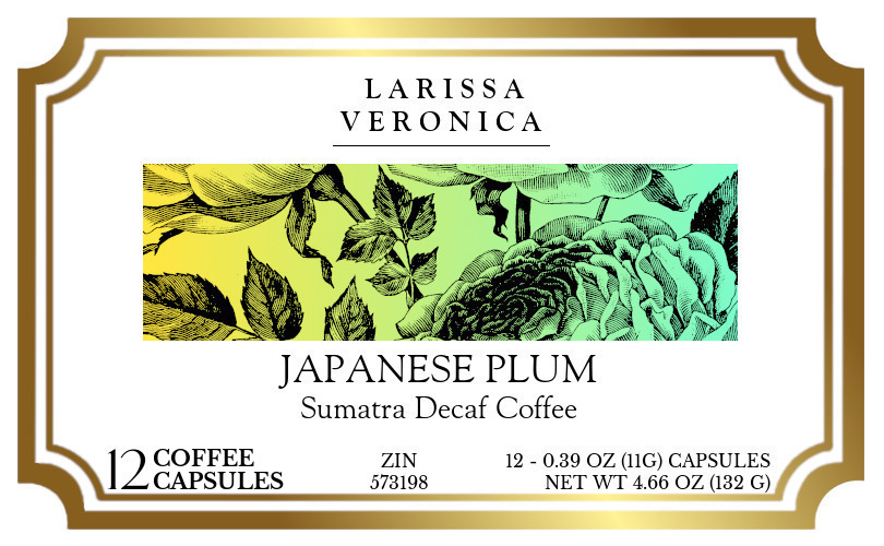 Japanese Plum Sumatra Decaf Coffee <BR>(Single Serve K-Cup Pods) - Label