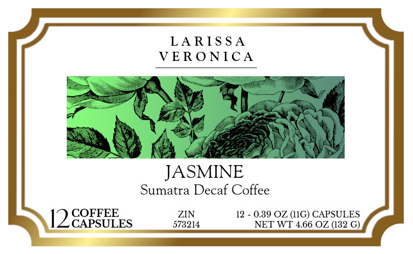 Jasmine Sumatra Decaf Coffee <BR>(Single Serve K-Cup Pods) - Label