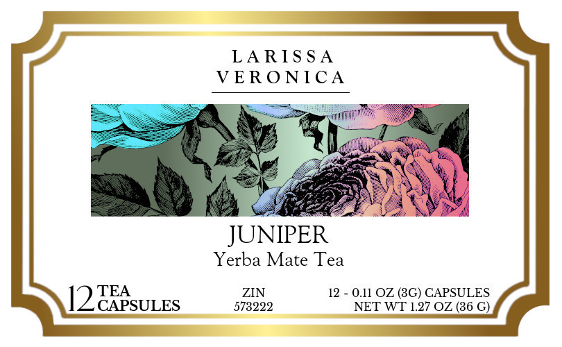 Juniper Yerba Mate Tea <BR>(Single Serve K-Cup Pods) - Label