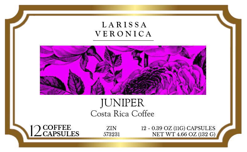 Juniper Costa Rica Coffee <BR>(Single Serve K-Cup Pods) - Label