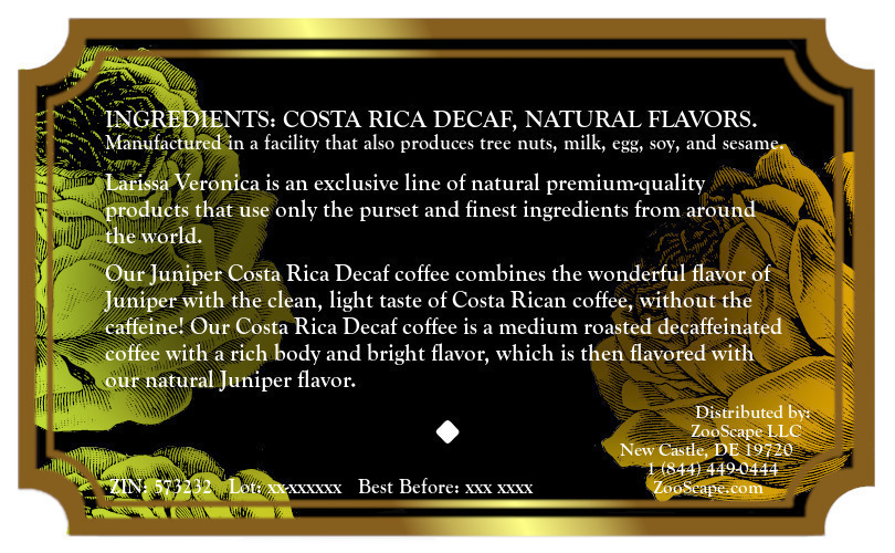 Juniper Costa Rica Decaf Coffee <BR>(Single Serve K-Cup Pods)