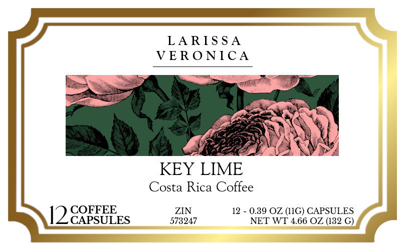 Key Lime Costa Rica Coffee <BR>(Single Serve K-Cup Pods) - Label
