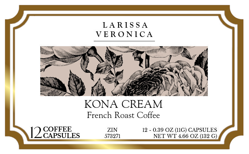 Kona Cream French Roast Coffee <BR>(Single Serve K-Cup Pods) - Label