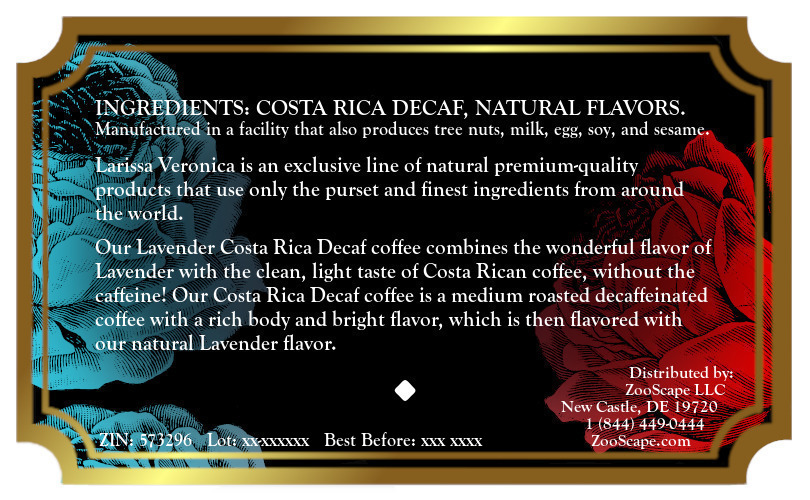 Lavender Costa Rica Decaf Coffee <BR>(Single Serve K-Cup Pods)