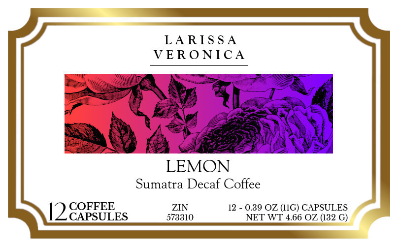 Lemon Sumatra Decaf Coffee <BR>(Single Serve K-Cup Pods) - Label