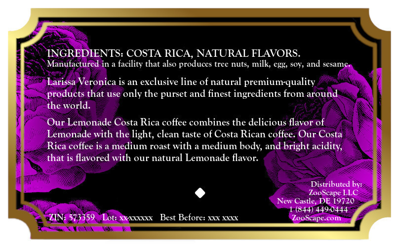 Lemonade Costa Rica Coffee <BR>(Single Serve K-Cup Pods)