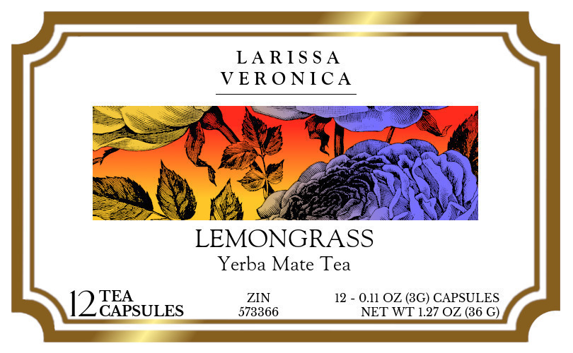 Lemongrass Yerba Mate Tea <BR>(Single Serve K-Cup Pods) - Label