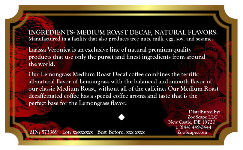 Lemongrass Medium Roast Decaf Coffee <BR>(Single Serve K-Cup Pods)