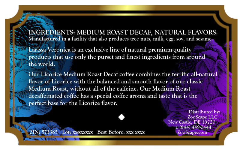 Licorice Medium Roast Decaf Coffee <BR>(Single Serve K-Cup Pods)